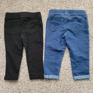Jumping beans girls 4t jegging capris black denim jeans cuffed